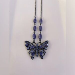 Elegant Purple / Blue Butterfly Pendant Necklace